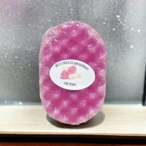 Savon éponge Chocolat blanc et framboise